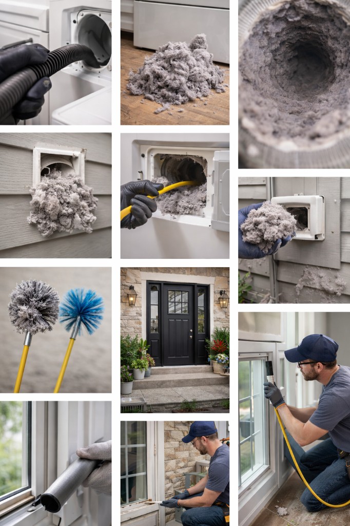 Dryer vent cleaning: lint removal, vent brushing, and exhaust maintenance