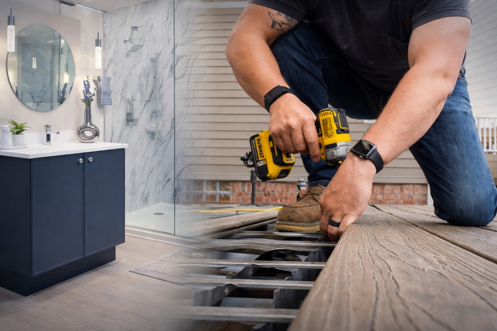 Bathroom and deck remodeling - modern bathroom vanity and deck repair